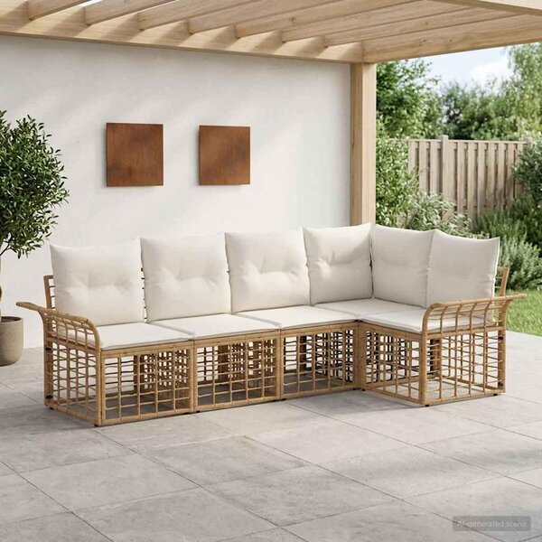 Maison Exclusive – Vonkajšia sedacia súprava, 5 kusov. Prírodný, krémovo biely polyester