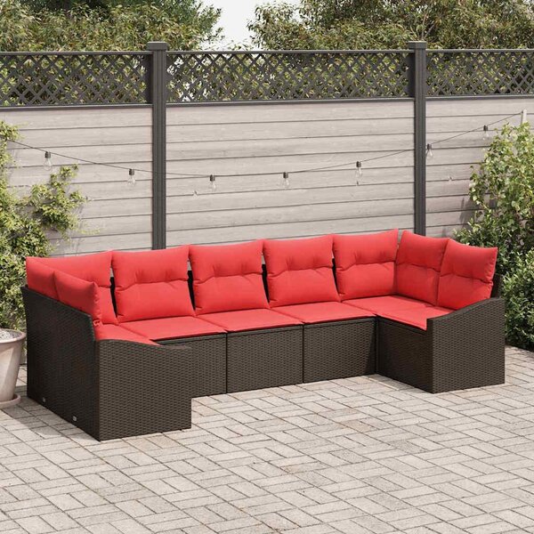 Maison Exclusive – Sedacia súprava, 7 kusov, hnedá [syntetický materiál]: Polyratan