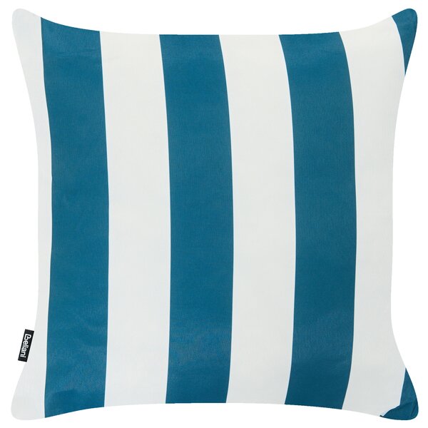 Sada 3 vonkajších dekoratívnych vankúšov biela modrá polyester 45 x 45 cm štvorcový tvar moderný štýl záhrada exteriér