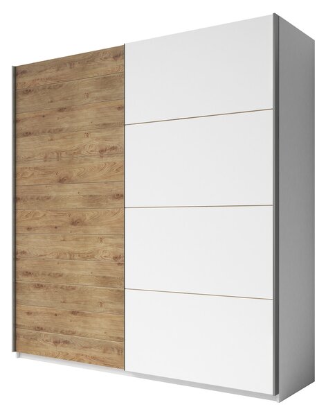 GALAXY skriňa s posuvnými dverami, 270/210/61cm, biela/dub beaufort