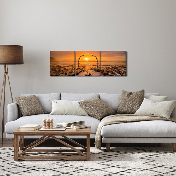Obraz západu slnka (s hodinami) (90x30 cm)