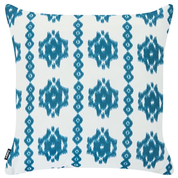 Sada 3 vonkajších dekoratívnych vankúšov biela modrá polyester 45 x 45 cm štvorcový tvar moderný štýl záhrada exteriér