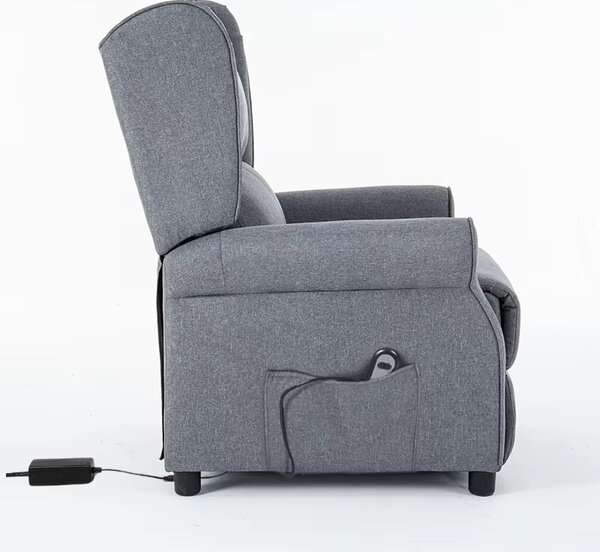 TV kreslo STILO PLUS s elektrickým polohovaním — látka, sivá, nosnosť 130 kg
