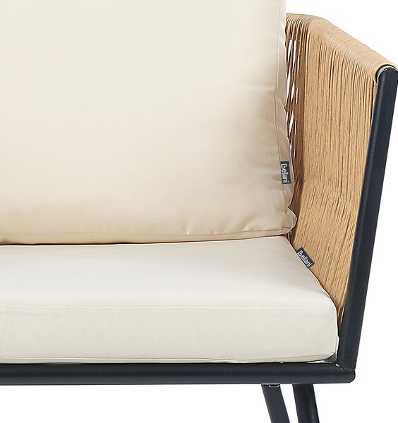Sada poťahov na záhradné vankúše svetlobéžová polyester odolnosť voči UV žiareniu minimalistický štýl záhrada exteriér