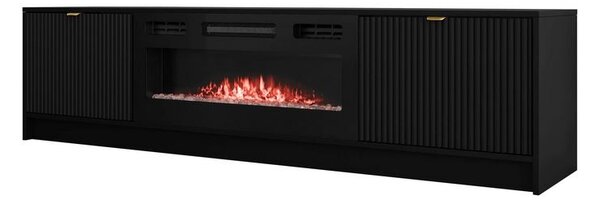 Široký televízny stolík s elektrickým krbom TABORO - čierny