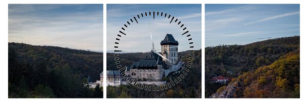 Obraz Karlštejn (s hodinami) (90x30 cm)