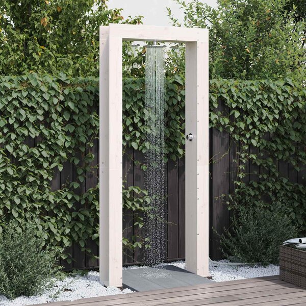 Maison Exclusive – Vonkajšia sprcha, výška 226 cm, masívne drevo (smrek) a nerezová oceľ, biela farba