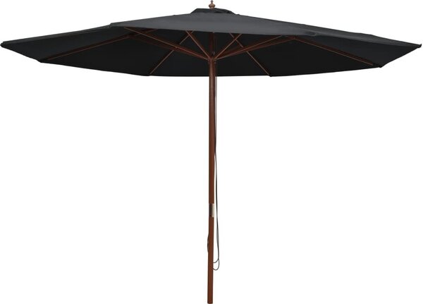 Maison Exclusive – Slnečník s dreveným nosníkom, 350 cm, čierna farba