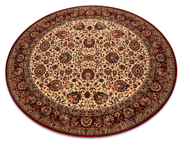 Koberec KASHQAI 4362 102 ornament, béžový / bordový kruh