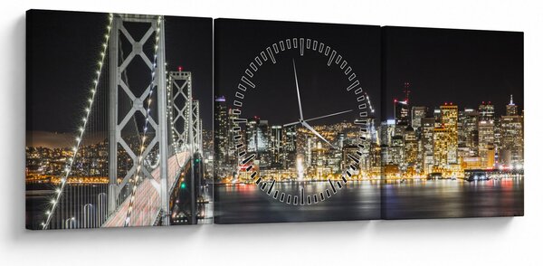 Obraz Brooklynského mostu a New Yorku (s hodinami) (90x30 cm)