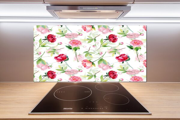 Panel do kuchyne Ružové pivónie pl-pksh-100x50-f-91564586