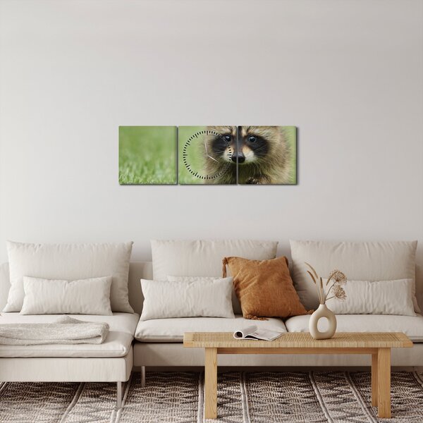 Obraz mývala (s hodinami) (90x30 cm)