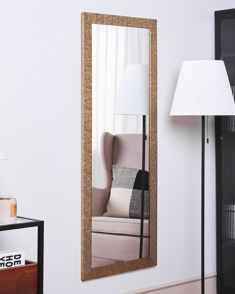 Závesné zrkadlo na stenu mosadzné 50 x 130 cm obdĺžnikové vintage rám moderný dizajn