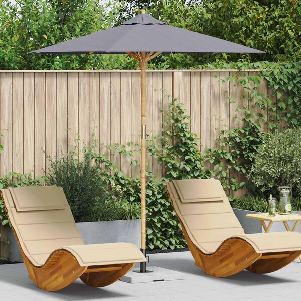 Maison Exclusive – záhradný slnečník, priemer 217 cm, výška 230 cm, bambusový rám, tmavosivá farba