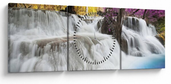 Obraz Erawan vodopádu v lese (s hodinami) (90x30 cm)