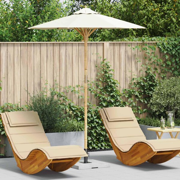 Maison Exclusive – Záhradný slnečník, priemer 180 x 230 cm, bambus, okrúhly, krémovo biely
