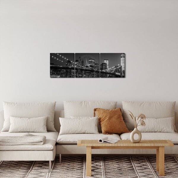 Obraz Brooklyn mosta v New Yorku (s hodinami) (90x30 cm)