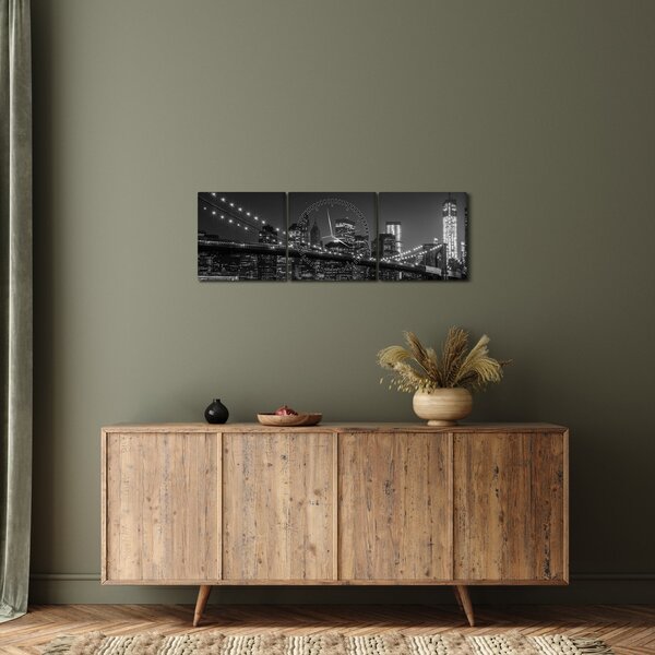 Obraz Brooklyn mosta v New Yorku (s hodinami) (90x30 cm)