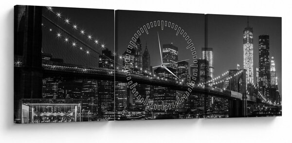 Obraz Brooklyn mosta v New Yorku (s hodinami) (90x30 cm)