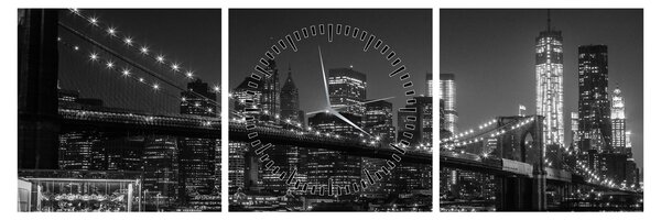 Obraz Brooklyn mosta v New Yorku (s hodinami) (90x30 cm)