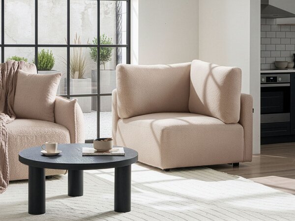 Rohový sedací diel béžové buklé čalúnenie 1-miestny modul minimalistický moderný štýl obývacia izba