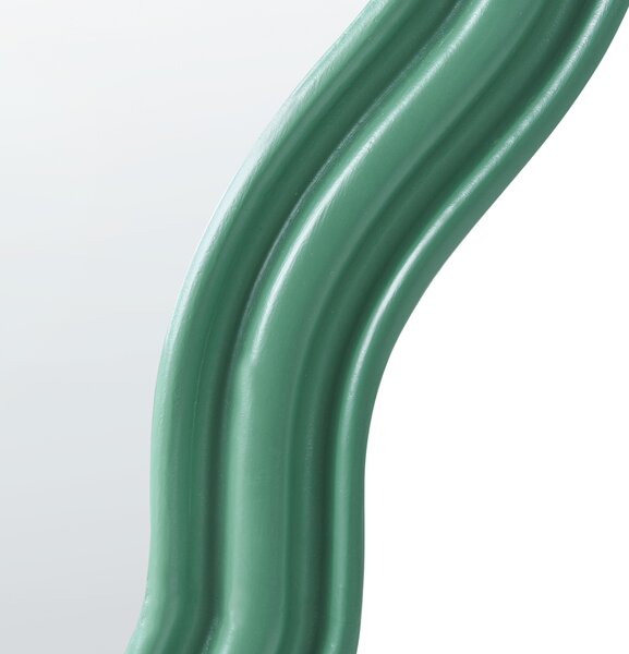 Nástenné zrkadlo zelené drevo Paulownie sklo 160 x 67 cm nepravidelný tvar závesné moderný štýl doplnky
