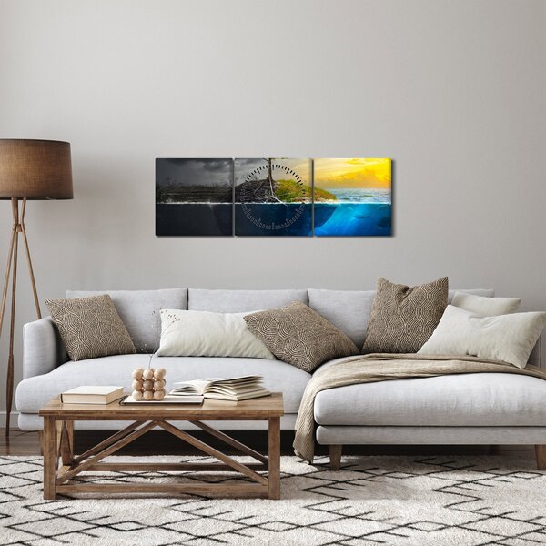 Obraz znázorňujúci dve strany (s hodinami) (90x30 cm)