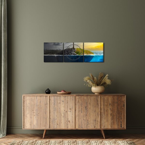 Obraz znázorňujúci dve strany (s hodinami) (90x30 cm)