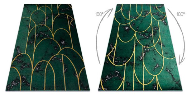 Koberec EMERALD exkluzívny 1016 glamour, styl art deco, marmur fľaškovo zelený / zlatý