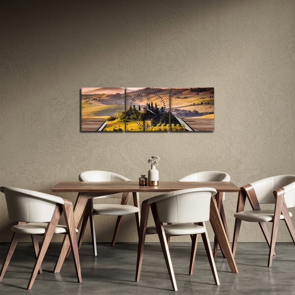 Obraz krajiny v knihe (s hodinami) (90x30 cm)