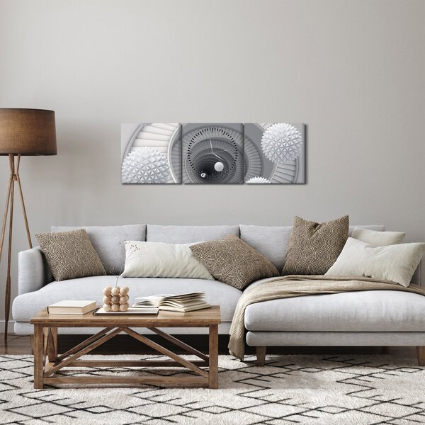 Obraz 3D abstrakcie (s hodinami) (90x30 cm)