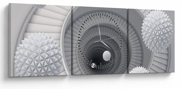 Obraz 3D abstrakcie (s hodinami) (90x30 cm)