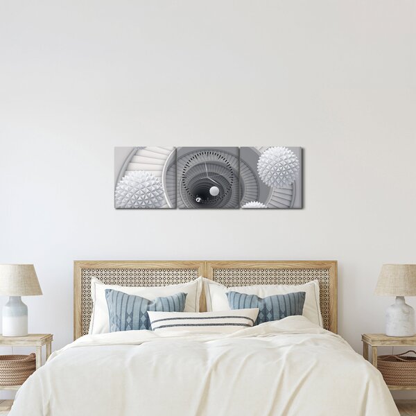 Obraz 3D abstrakcie (s hodinami) (90x30 cm)