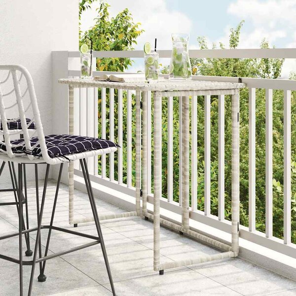 Maison Exclusive – Záhradný stôl, skladací, svetlosivý, 90x51x75 cm, umelý ratan