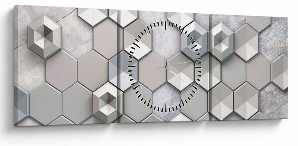 Obraz 3D abstrakcie (s hodinami) (90x30 cm)