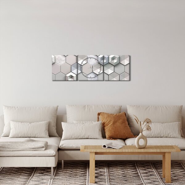 Obraz 3D abstrakcie (s hodinami) (90x30 cm)
