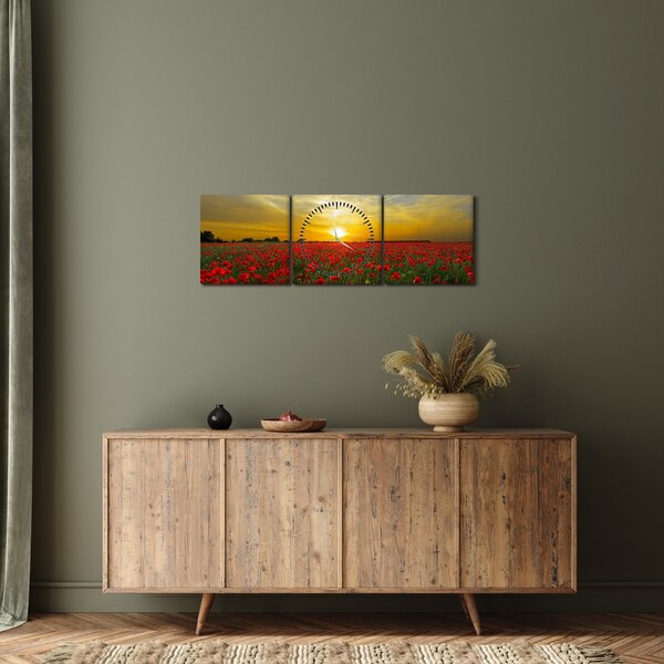 Braz poľa vlčích makov (s hodinami) (90x30 cm)