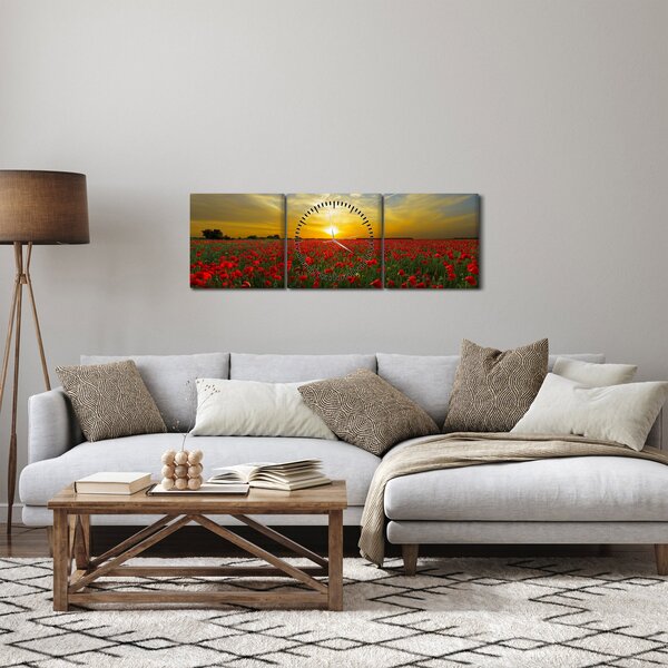 Braz poľa vlčích makov (s hodinami) (90x30 cm)