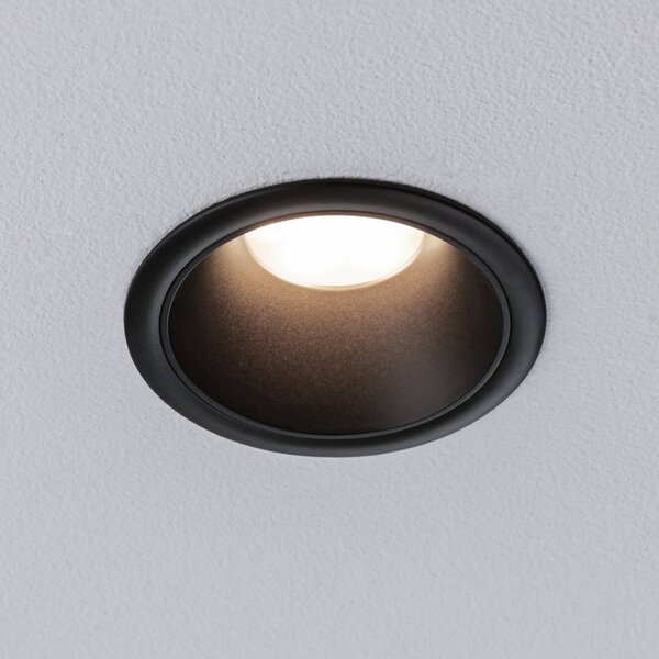 Paulmann zapustene LED svietidla Cole Coin čierna Ø9cm IP44 stmievateľné 3ks, Čierna, Kúpeľňa, kov, Moderný, Zapustené okrúhle