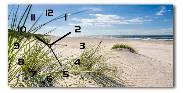 Vodorovné Sklenené hodiny na stenu tiché Mřežino pláž