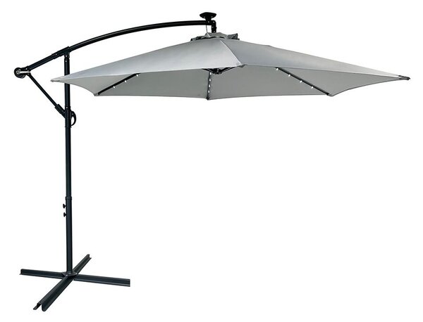 Veľký polohovateľný slnečník AVENBERG SUNNY LED 300, priemer 3M, sivá