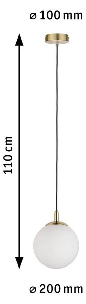 Paulmann závesné svietidlo Menja biela saténová/mosadz Ø 20 cm IP44, Biela / opálová, Obývacia izba / jedáleň, Sklo, Moderný, Závesné svietidlo