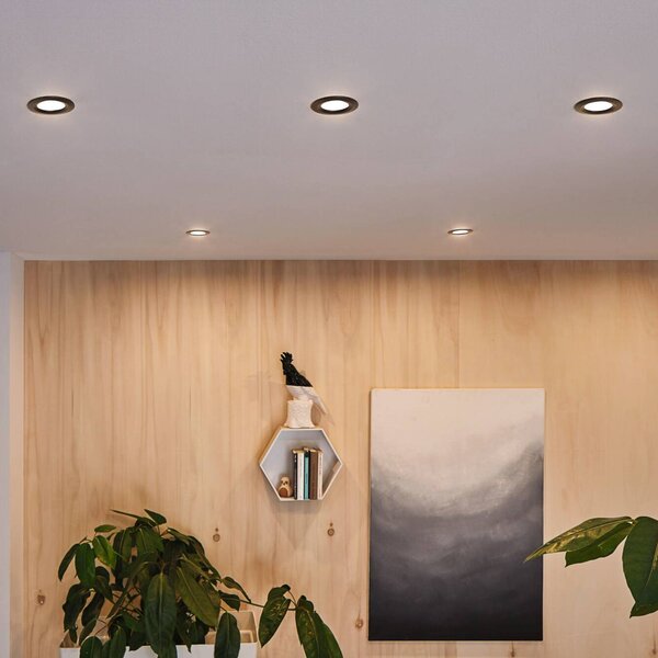 Paulmann Vstavaná lampa Nova Plus čierna Ø 9 cm GU5.3/GU10 IP65, Čierna, Kúpeľňa, Hliník, Moderný, Zapustené okrúhle