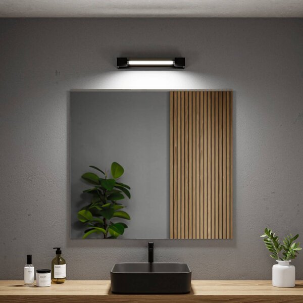Paulmann LED nástenné svetlo Lucille, čierne, 40 cm IP44 stmievateľné, Čierna, Kúpeľňa, Hliník, Moderný, Nástenné svietidlo