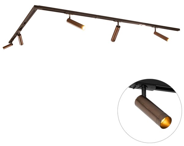Moderný koľajnicový systém s 5 reflektormi tmavá bronz 1-fázový GU10 35 mm - Iconic Jeana Luxe