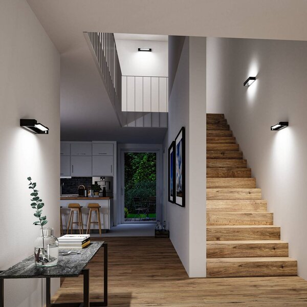 Paulmann LED nástenné svetlo Lucille, čierne, 40 cm IP44 stmievateľné, Čierna, Kúpeľňa, Hliník, Moderný, Nástenné svietidlo