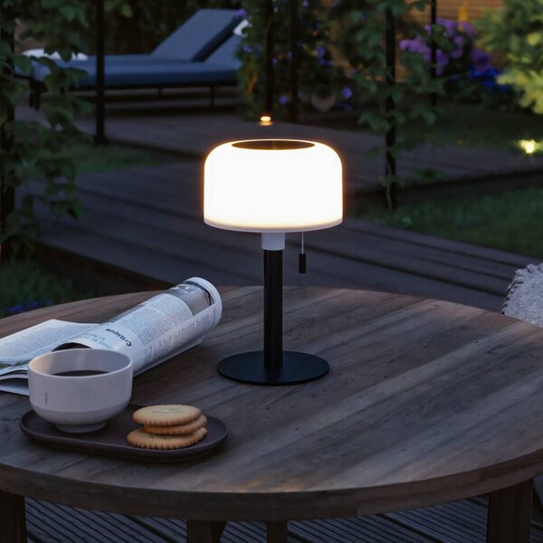 Paulmann LED solárna stolová lampa Bartja, čierna, IP44 stmievateľné, Čierna, Obývacia izba / jedáleň, Plast, Moderný, Stojacie svietidlo
