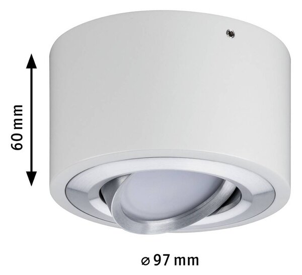 Paulmann stropné LED svetlo Argun, biele, Ø 10 cm, kov, Biela / opálová, Obývacia izba / jedáleň, kov, Moderný, Závesné svietidlo