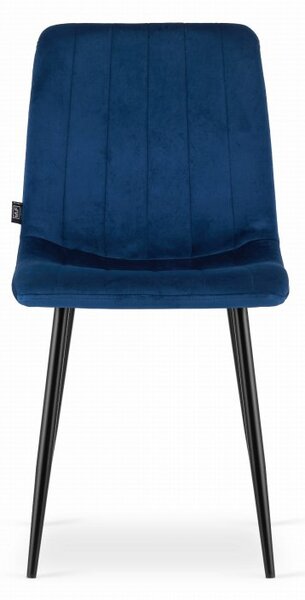 Jedálenský set 1 + 4, čierny stôl RAMOD 100x60 cm + modrá stolička LAVA s čiernymi nohami