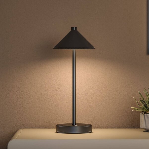 Paulmann stolová LED lampa na batérie Pellini, čierna, down,, Čierna, Obývacia izba / jedáleň, kov, Moderný, Stolová lampa